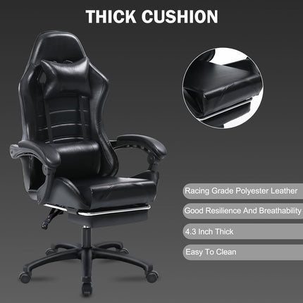 PM1- Ergonomic Gaming Chair for Adults, Comfortable Computer Chair for Heavy People, Adjustable Height Office Desk Chair with Wheels, Breathable Leather Video Game Chairs - Likeshoppe 