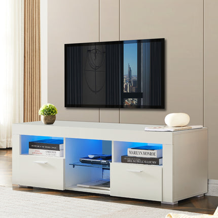 TV6- White morden TV Stand with LED Lights,high glossy front TV Cabinet,can be assembled in Lounge Room, Living Room or Bedroom,color:WHITE - Likeshoppe 
