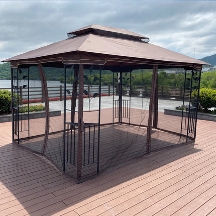 AG13- 13x10 Outdoor Patio Gazebo Canopy Tent With Ventilated Double Roof And Mosquito net(Detachable Mesh Screen On All Sides); Suitable for Lawn;  Garden;  Backyard and Deck - Likeshoppe 