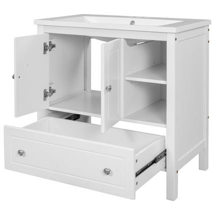 PT10- Bathroom Vanity with Sink;  Bathroom Storage Cabinet with Doors and Drawers;  Solid Wood Frame;  Ceramic Sink - Likeshoppe 