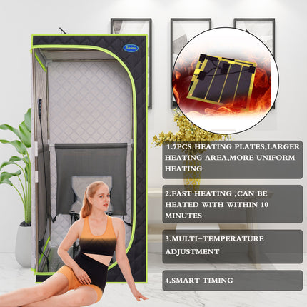 AK5- Portable Plus Type Full Size Far Infrared Sauna tent. Spa;  Detox ; Therapy and Relaxation at home.Larger Space; Stainless Steel Pipes Connector Easy to Install - Likeshoppe 