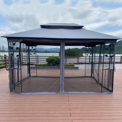 AG13- 13x10 Outdoor Patio Gazebo Canopy Tent With Ventilated Double Roof And Mosquito net(Detachable Mesh Screen On All Sides); Suitable for Lawn;  Garden;  Backyard and Deck - Likeshoppe 