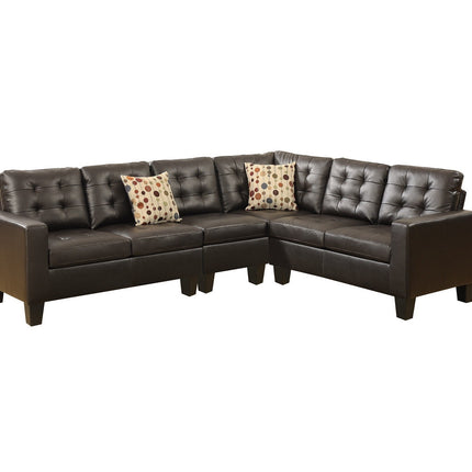 S3-Modular Sectional Espresso Faux Leather 4pcs Sectional Sofa LAF And RAF Loveseats Corner Wedge Armless Chair Tufted Cushion Couch - Likeshoppe 