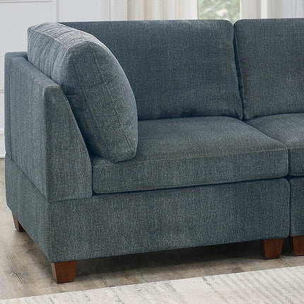 S5- Living Room Furniture Grey Chenille Modular Sectional 8pc Set Large Corner L-Sectional Modern Couch 2x Corner Wedge 4x Armless Chairs and 2x Ottomans Plywood - Likeshoppe 