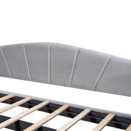 U3-Upholstered Daybed Sofa Bed Twin Size With Trundle Bed and Wood Slat - Likeshoppe 