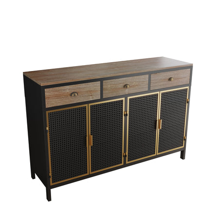 PC1- 48" Wide 4 Doors Modern Sideboard with 3 Top Drawers, Freestanding Sideboard Storage Cabinet Entryway Floor Cabinet for Living Room Office Bedroom - Likeshoppe 