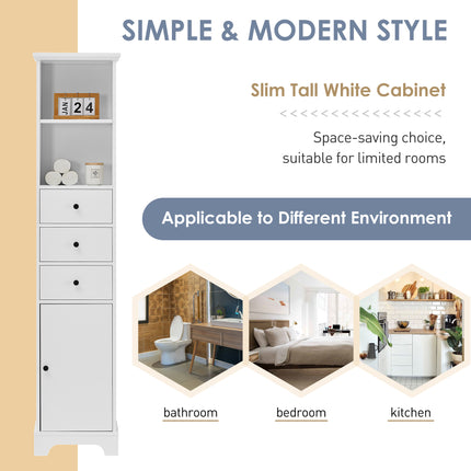 PU13- Tall Bathroom Cabinet;  Freestanding Storage Cabinet with 3 Drawers and Adjustable Shelf;  MDF Board with Painted Finish - Likeshoppe 