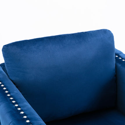AC3- Modern Velvet Armchair Tufted Button Accent Chair Club Chair with Steel Legs for Living Room Bedroom - Likeshoppe 