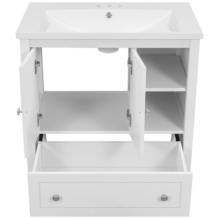 PT10- Bathroom Vanity with Sink;  Bathroom Storage Cabinet with Doors and Drawers;  Solid Wood Frame;  Ceramic Sink - Likeshoppe 