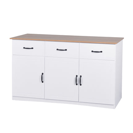 PC4- White Buffet Cabinet with Storage;  Kitchen Sideboard with 3 Doors and 3 Drawers;  Coffee Bar Cabinet;  Storage Cabinet Console Table for Living Room - Likeshoppe 