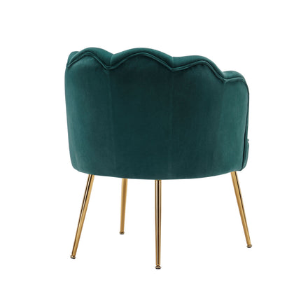 AC1- Shell Shape Velvet Fabric Armchair Accent Chair With Gold Legs For Living Room Bedroom - Likeshoppe 