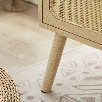 ST1-  Rattan nightstand with socket side table natural handmade rattan(2PC; Natural ; 15.55''W*13.78''D*23.82''H) - Likeshoppe 