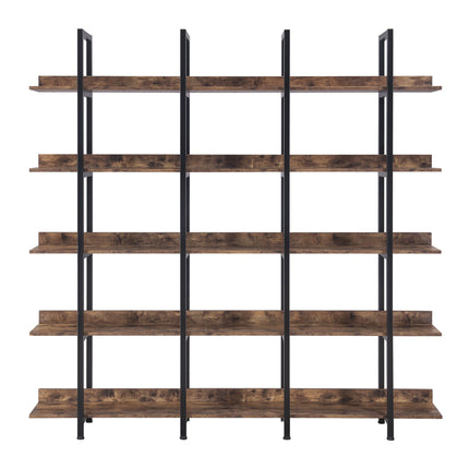 BC1- 5 Tier Bookcase Home Office Open Bookshelf, Vintage Industrial Style Shelf with Metal Frame, MDF Board - Likeshoppe 