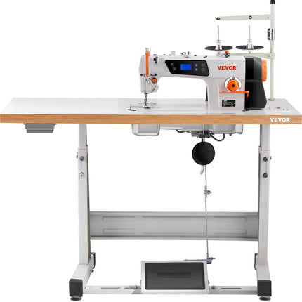 PN1- VEVOR Industrial Sewing Machine, Heavy-duty Lockstitch Sewing Machine with 550W Servo Motor Table Stand, Electro-mechanization Intelligent Start-stop, 0-5mm Industrial Straight Stitch 5000s.p.m - Likeshoppe 