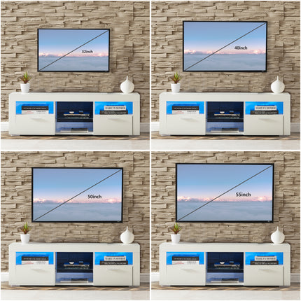 TV6- White morden TV Stand with LED Lights,high glossy front TV Cabinet,can be assembled in Lounge Room, Living Room or Bedroom,color:WHITE - Likeshoppe 