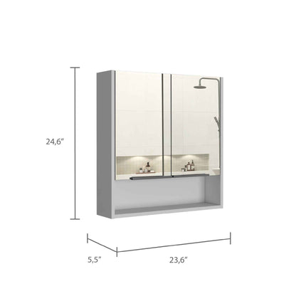 PU1- Ozark 24" Medicine Cabinet With Mirror, One Shelf, Black - Likeshoppe 