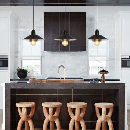 VF4- Farmhouse Vintage Pendant Light Black Fixture Pendant Lights with Spring Frame Adjustable Metal Hanging Lamp for Kitchen Island Dining Room Bedroom Living Room Barn Entryway, E26 - Likeshoppe 