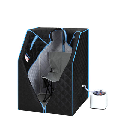 AK7- Portable Half body Black Steam Sauna Tent for Personal Relaxation;  Detox and Therapy at home.PVC Pipe Connector Easy to Install.Fast heating with FCC Certification - Likeshoppe 
