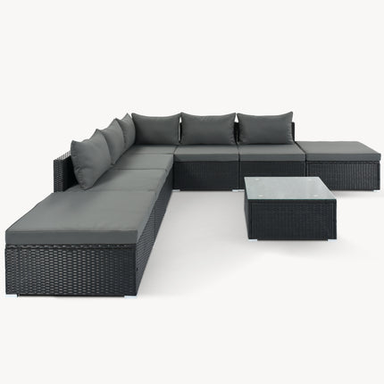 PX7- 8-Pieces Outdoor Patio Furniture Sets;  Garden Conversation Wicker Sofa Set;  Single Sofa Combinable - Likeshoppe 