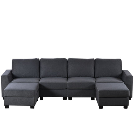 U1- 3 Pieces U shaped Sofa with Removable Ottomans - Likeshoppe 