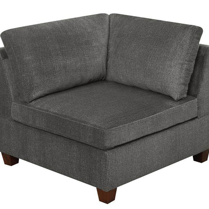 S5- Living Room Furniture Grey Chenille Modular Sectional 8pc Set Large Corner L-Sectional Modern Couch 2x Corner Wedge 4x Armless Chairs and 2x Ottomans Plywood - Likeshoppe 