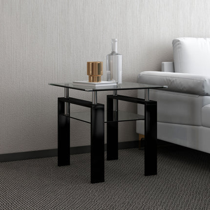 ST5- Clear Glass Top Side Table;  24"x24"x24" End Table;  Modern Design For Home - Likeshoppe 