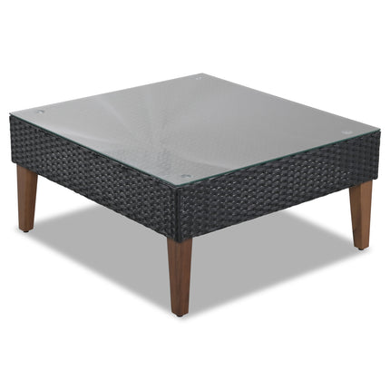 PX6- 4-pieces Outdoor Wicker Sofa Set;  Patio Furniture with Colorful Pillows;  L-shape sofa set;  Gray cushions and Black Rattan - Likeshoppe 