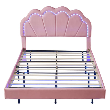 BR1- 2-Pieces Bedroom Sets Full Size Upholstered LED Platform Bed with Storage Ottoman-Velvet - Likeshoppe 