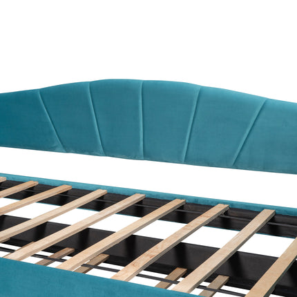 U3-Upholstered Daybed Sofa Bed Twin Size With Trundle Bed and Wood Slat - Likeshoppe 