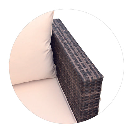 PX12- Rattan Patio Furniture Set Wicker Sofa Cushioned Sectional Furniture Set Garden Patio Sofa Set (4 Pieces, Brown) - Likeshoppe 