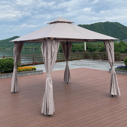AG4- 10x10 Ft Outdoor Patio Garden Gazebo Canopy, Outdoor Shading, Gazebo Tent With Curtains - Likeshoppe 
