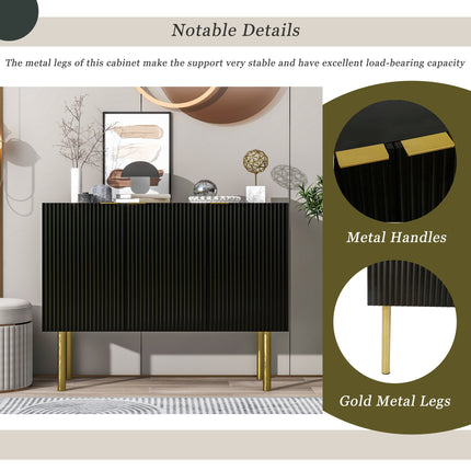 PC6- Modern Simple Sideboard with Particle Board and MDF Board;  Adjustable Shelves Luxury Style Cabinet with Gold Metal Legs and Handles for Hallway - Likeshoppe 