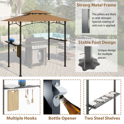 AG6- 8x 5 FT Grill Gazebo Grill Canopy Double Tiered BBQ Gazebo Outdoor BBQ Canopy - Likeshoppe 