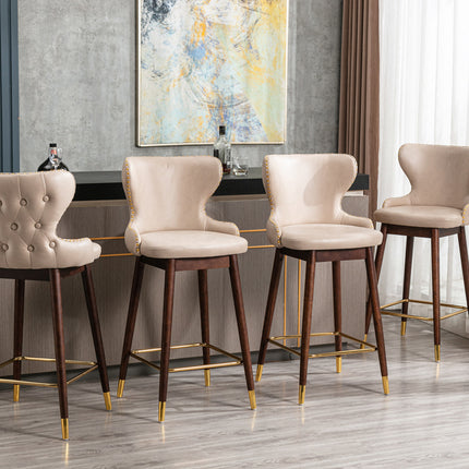 BS5- Furniture,29.9" Modern Leathaire Fabric bar chairs, Tufted Gold Nailhead Trim Gold Decoration Bar stools,Set of 2 - Likeshoppe 