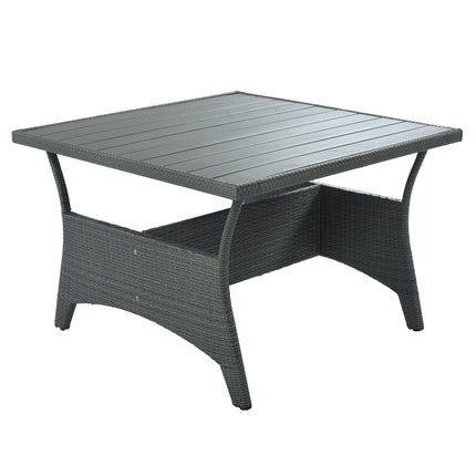 PX14- 6-Piece Outdoor Wicker Sofa Set, Patio Rattan Dinning Set, Sectional Sofa with Thick Cushions and Pillows, Plywood Table Top, For Garden, Yard, Deck - Likeshoppe 