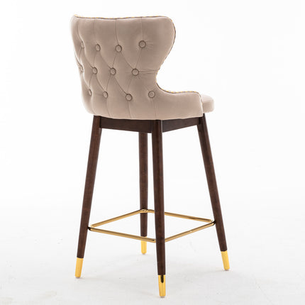 BS5- Furniture,29.9" Modern Leathaire Fabric bar chairs, Tufted Gold Nailhead Trim Gold Decoration Bar stools,Set of 2 - Likeshoppe 