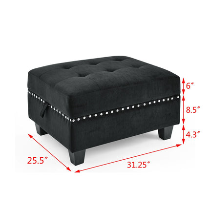 U shape Modular Sectional Sofa; DIY Combination; includes Four Single Chair and Two Corner; Black Velvet - Likeshoppe 