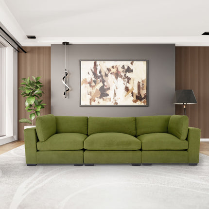 F4- Forest Green Sofa for Living Room, Modern 3-Seater Sofas Couches for Bedroom, Office, and Apartment with Solid Wood Frame (Polyester) - Likeshoppe 