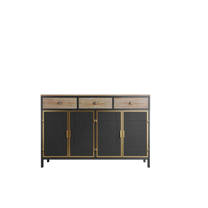PC1- 48" Wide 4 Doors Modern Sideboard with 3 Top Drawers, Freestanding Sideboard Storage Cabinet Entryway Floor Cabinet for Living Room Office Bedroom - Likeshoppe 