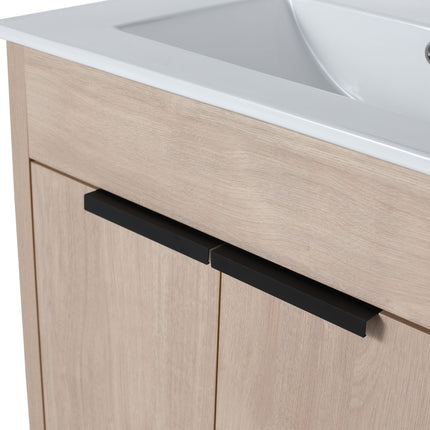 PT3- Freestanding Bathroom Vanity with White Ceramic Sink & 2 Soft-Close Cabinet Doors ((KD-PACKING); BVB02424PLO-G-BL9060B) - Likeshoppe 