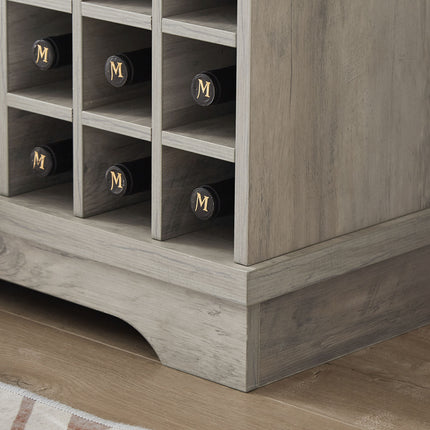 PB9- Farmhouse Wine Cabinet ;  Large Capacity Kitchen Sideboard Storage Cabinet With Wine Rack And Glass Holder;  Adjustable Shelf And 16 Square Compartments - Likeshoppe 