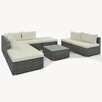 PX7- 8-Pieces Outdoor Patio Furniture Sets;  Garden Conversation Wicker Sofa Set;  Single Sofa Combinable - Likeshoppe 