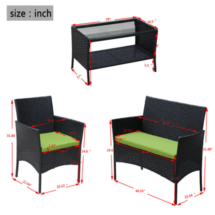 PX5- 4 PC Rattan Patio Furniture Set Outdoor Patio Cushioned Seat Wicker Sofa - Likeshoppe 