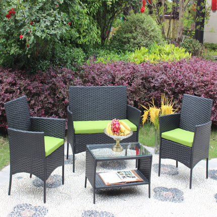 PX5- 4 PC Rattan Patio Furniture Set Outdoor Patio Cushioned Seat Wicker Sofa - Likeshoppe 