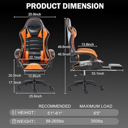 PM1- Ergonomic Gaming Chair for Adults, Comfortable Computer Chair for Heavy People, Adjustable Height Office Desk Chair with Wheels, Breathable Leather Video Game Chairs - Likeshoppe 