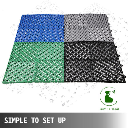 AJ4- VEVOR Tiles Interlocking 50 PCS Black, Drainage Tiles 12x12x0.5 Inches, Deck Tiles Outdoor Floor Tiles, Outdoor Interlocking Tiles, Deck Flooring for Pool Shower Bathroom Deck Patio Garage - Likeshoppe 