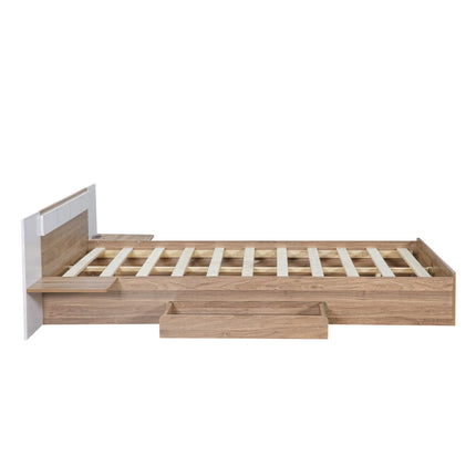 PF5- Queen Size Platform Bed with Headboard, Drawers, Shelves, USB Ports and Sockets - Likeshoppe 