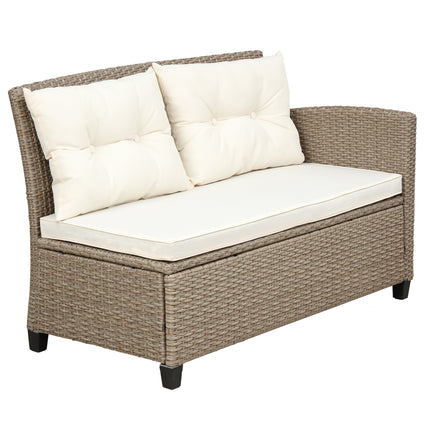 PX11- Outdoor;  Patio Furniture Sets;  4 Piece Conversation Set Wicker Ratten Sectional Sofa with Seat Cushions - Likeshoppe 