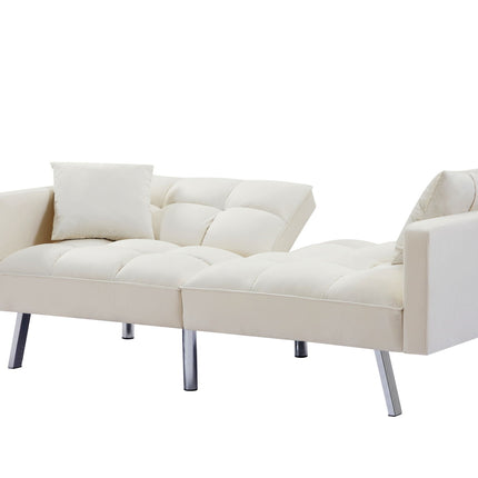 U7- SOFA SLEEPER Beige VELVET WITH 2 PILLOWS - Likeshoppe 