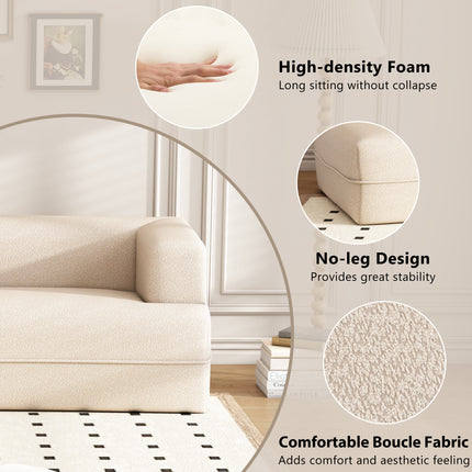 F5- 109.4" Curved Chaise Lounge Modern Indoor Sofa Couch for Living Room, Beige - Likeshoppe 